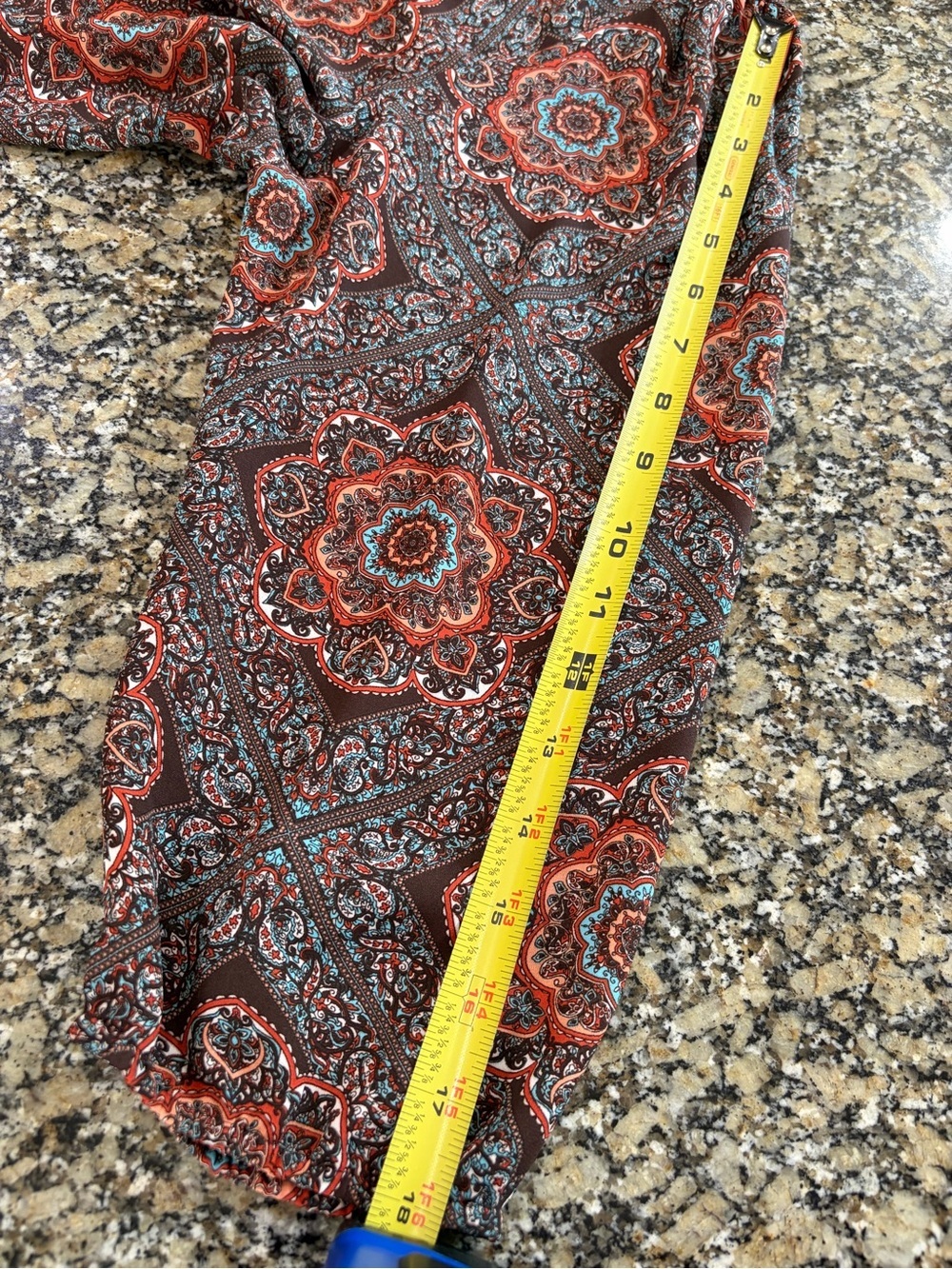 Black Rainn | Blue and Brown Paisley Tie-Neck Blouse - Picture 9 of 9